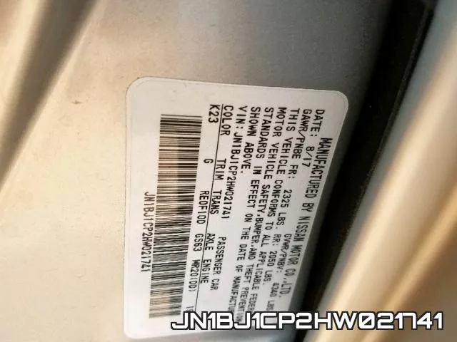 JN1BJ1CP2HW021741 фото 2