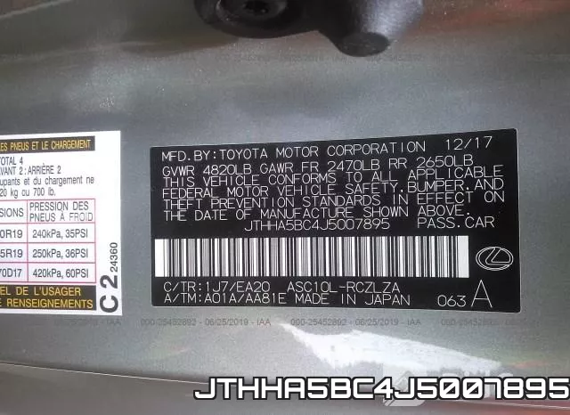 JTHHA5BC4J5007895 фото 10