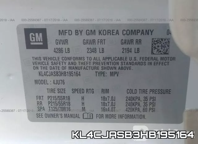 KL4CJASB3HB195164 фото 10