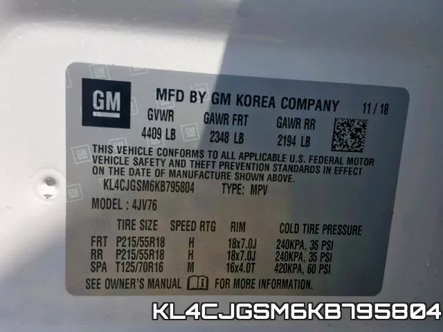 KL4CJGSM6KB795804 фото 2