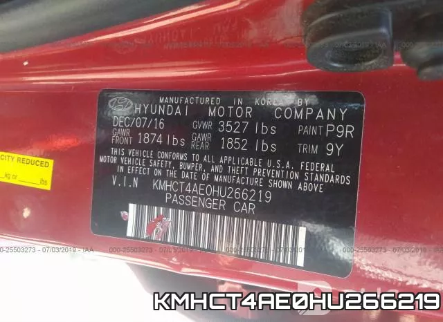 KMHCT4AE0HU266219 фото 10