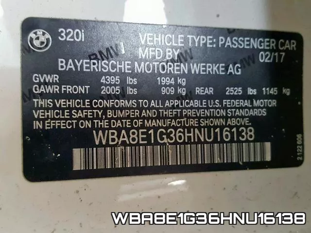 WBA8E1G36HNU16138 фото 2