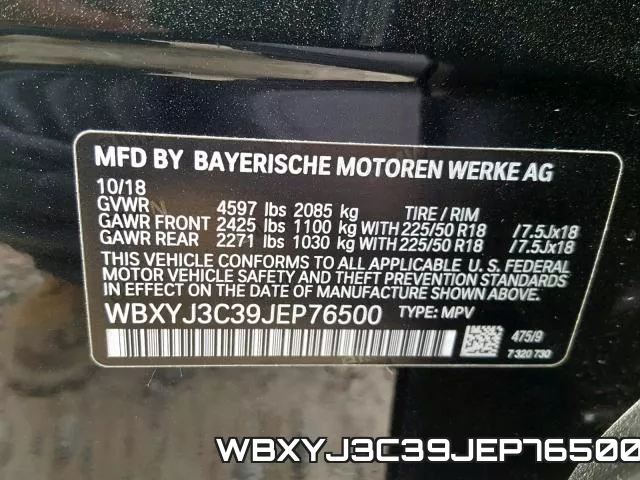 WBXYJ3C39JEP76500 фото 2