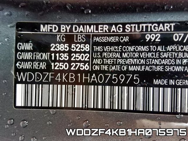 WDDZF4KB1HA075975 фото 2