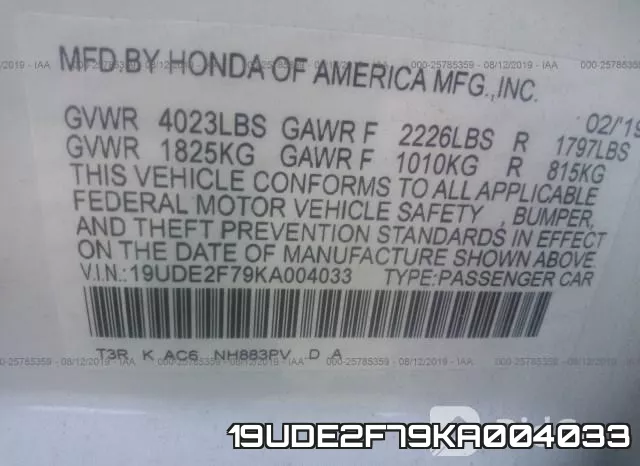 19UDE2F79KA004033 фото 10