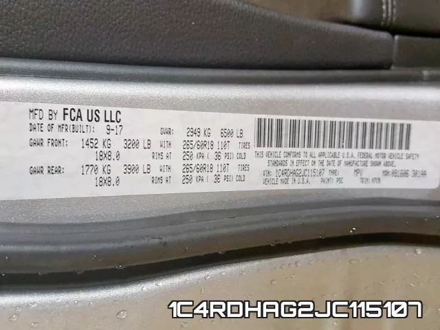 1C4RDHAG2JC115107 фото 2