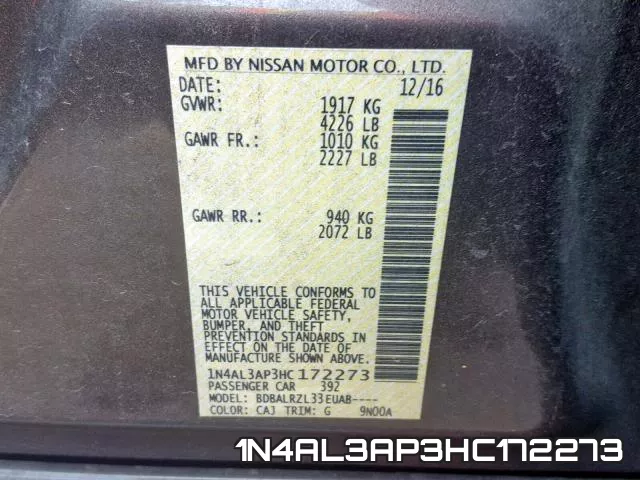 1N4AL3AP3HC172273 фото 2