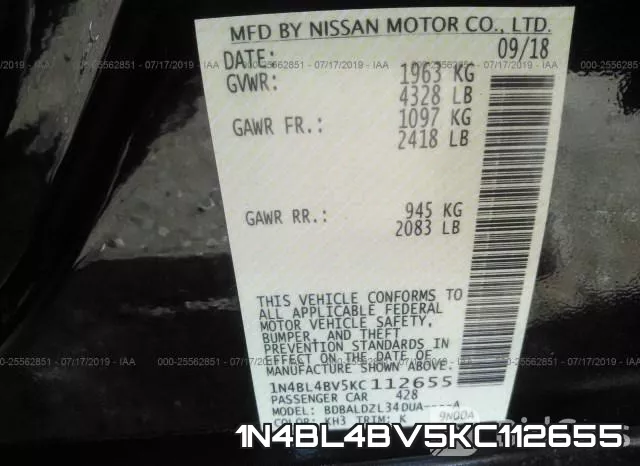 1N4BL4BV5KC112655 фото 10