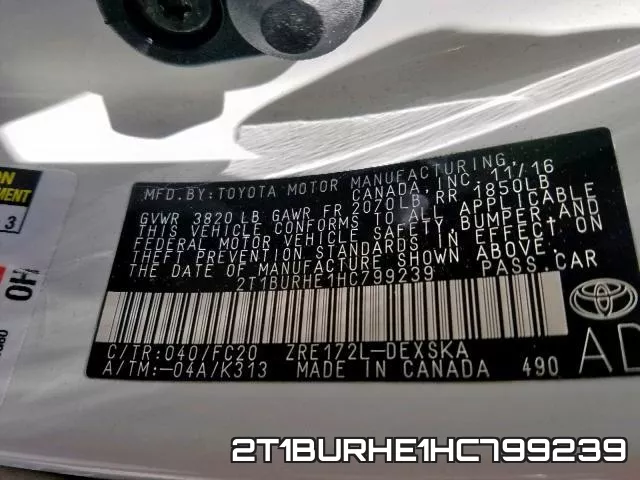 2T1BURHE1HC799239 фото 2