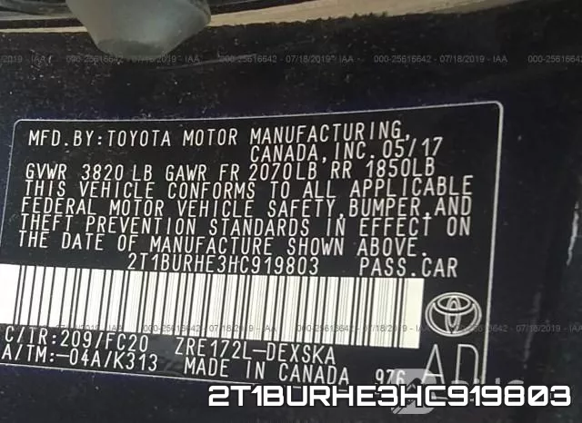 2T1BURHE3HC919803 фото 10