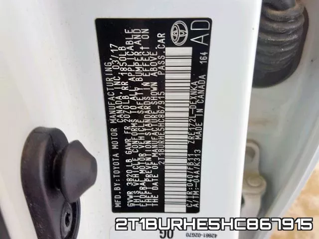 2T1BURHE5HC867915 фото 2