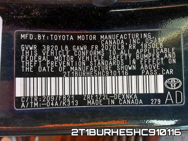 2T1BURHE5HC910116 фото 2