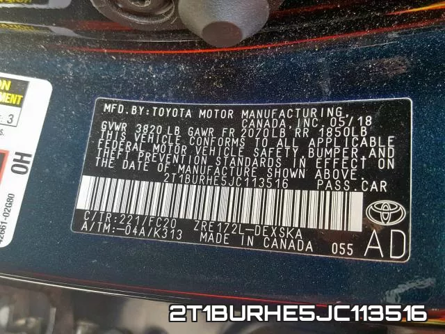 2T1BURHE5JC113516 фото 2