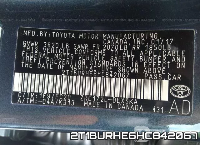 2T1BURHE6HC842067 фото 10