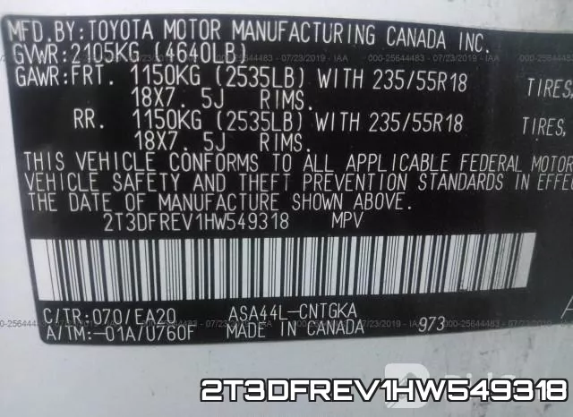 2T3DFREV1HW549318 фото 10