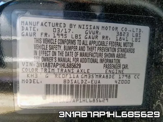 3N1AB7AP1HL685629 фото 2
