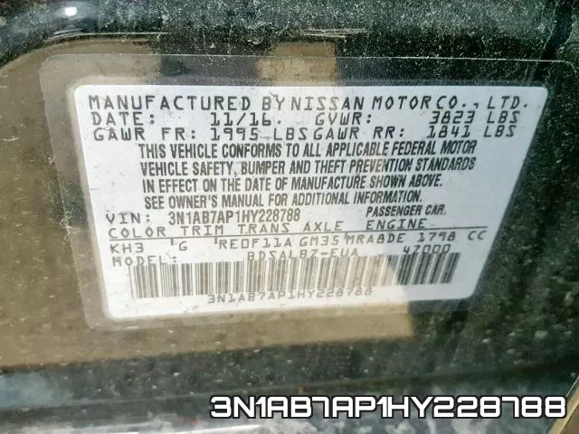 3N1AB7AP1HY228788 фото 2
