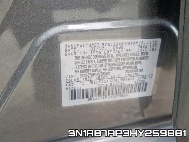 3N1AB7AP3HY259881 фото 2
