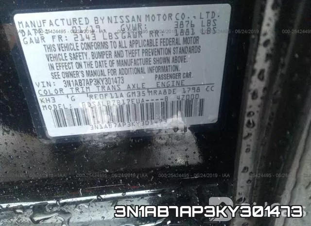 3N1AB7AP3KY301473 фото 10