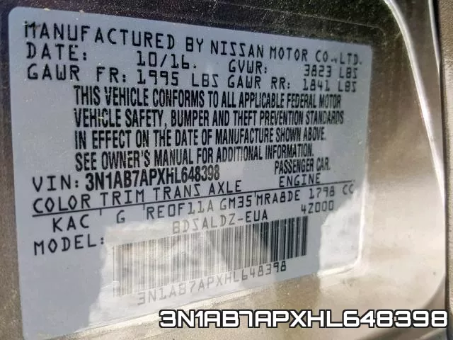 3N1AB7APXHL648398 фото 2