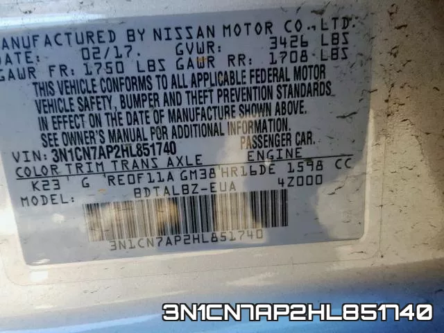 3N1CN7AP2HL851740 фото 2