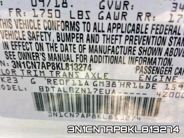 3N1CN7AP8KL813274 фото 2