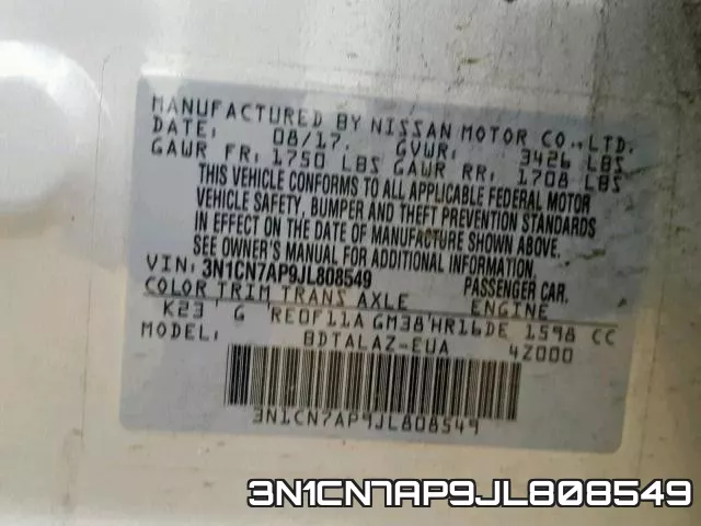 3N1CN7AP9JL808549 фото 2