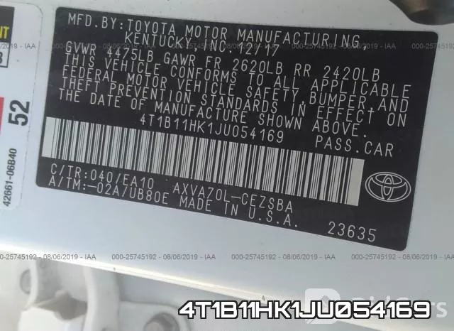 4T1B11HK1JU054169 фото 10