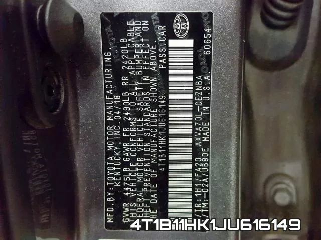 4T1B11HK1JU616149 фото 2