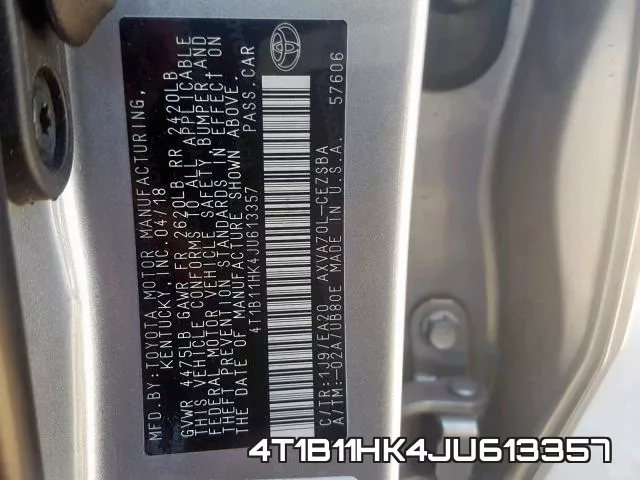 4T1B11HK4JU613357 фото 2
