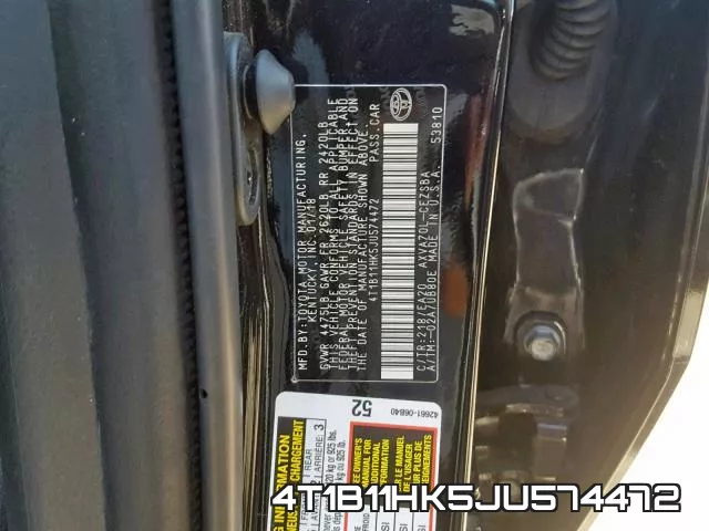 4T1B11HK5JU574472 фото 2