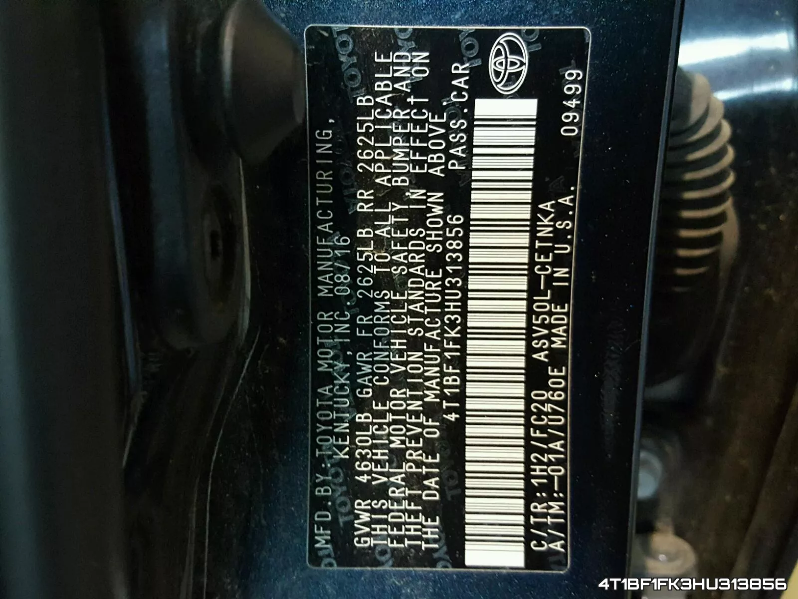 4T1BF1FK3HU313856 фото 2