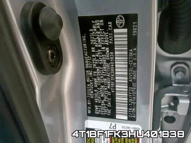 4T1BF1FK3HU401838 фото 2
