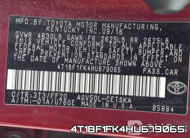 4T1BF1FK4HU679065 фото 10