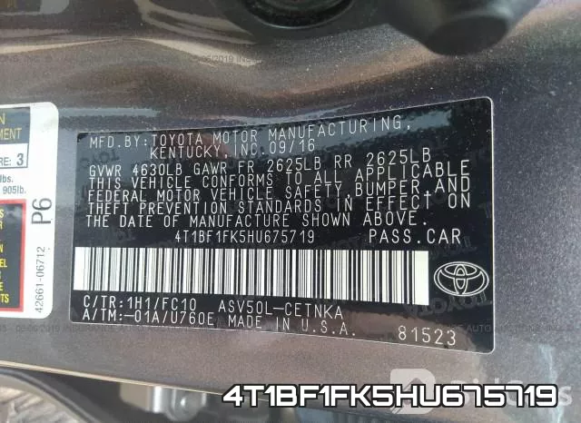 4T1BF1FK5HU675719 фото 10