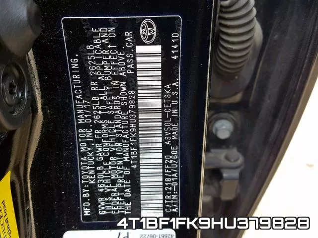 4T1BF1FK9HU379828 фото 2