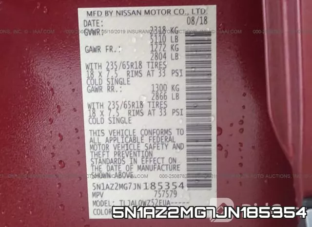 5N1AZ2MG7JN185354 фото 10