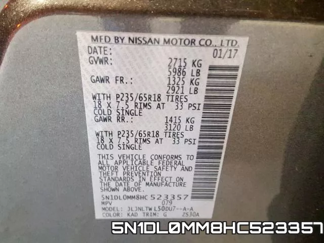 5N1DL0MM8HC523357 фото 2