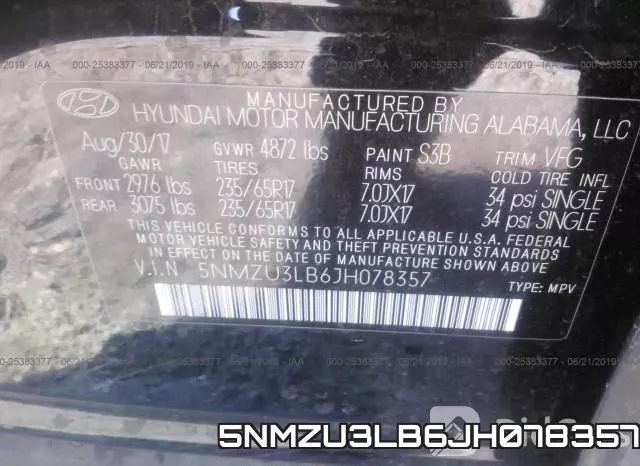 5NMZU3LB6JH078357 фото 10
