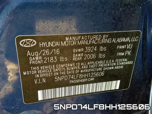 5NPD74LF8HH125606 фото 2
