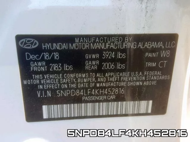 5NPD84LF4KH452816 фото 2