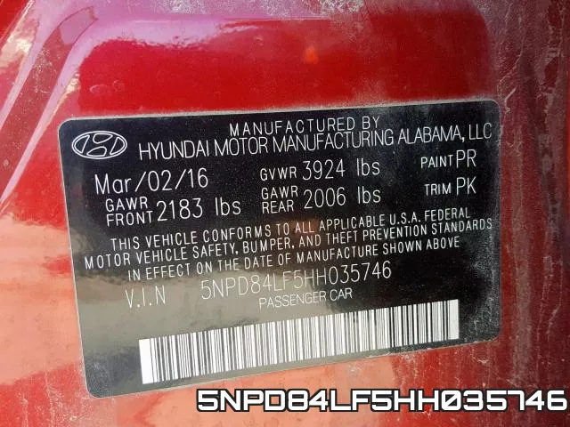 5NPD84LF5HH035746 фото 2