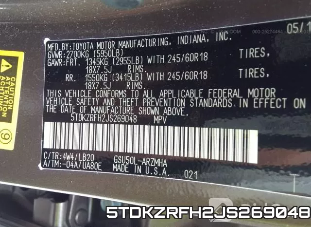 5TDKZRFH2JS269048 фото 10