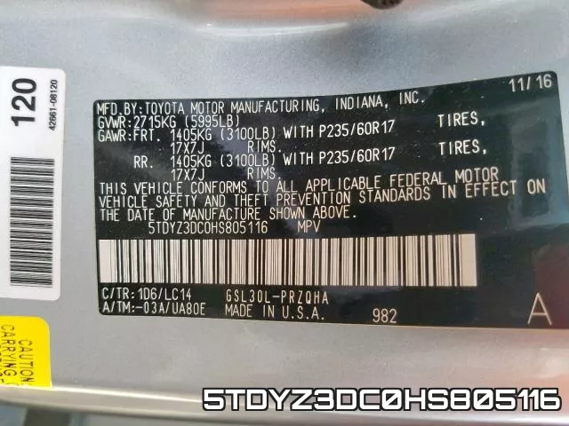 5TDYZ3DC0HS805116 фото 2