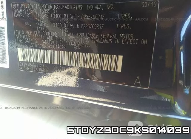 5TDYZ3DC9KS014039 фото 10