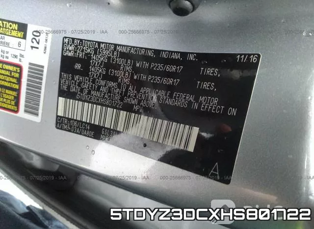 5TDYZ3DCXHS801722 фото 10