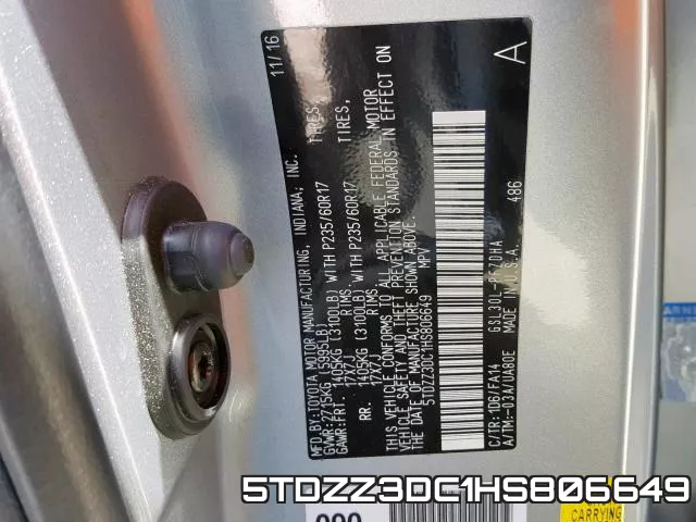 5TDZZ3DC1HS806649 фото 2