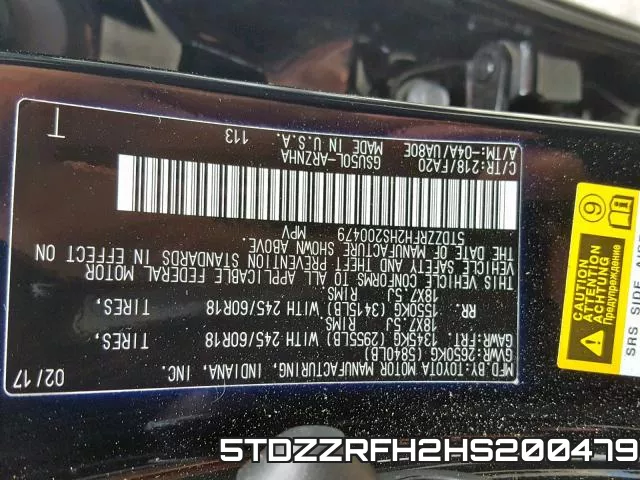 5TDZZRFH2HS200479 фото 2