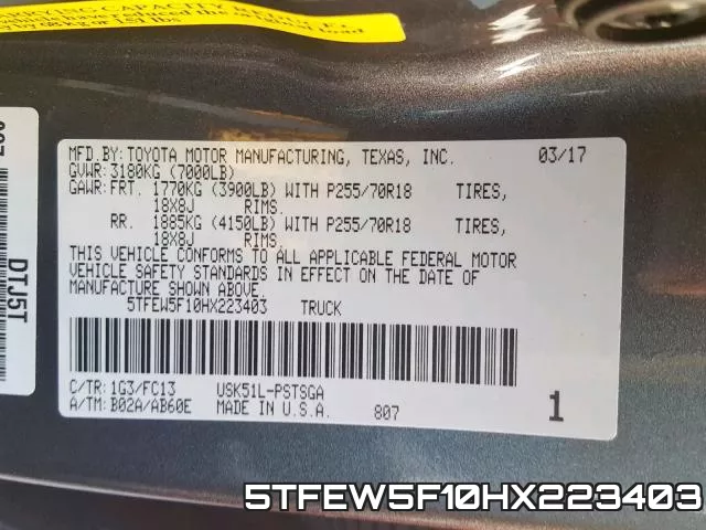 5TFEW5F10HX223403 фото 2