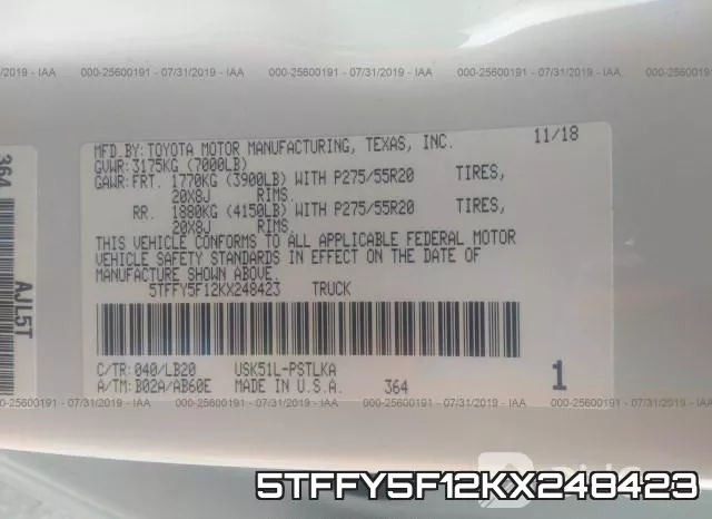 5TFFY5F12KX248423 фото 10